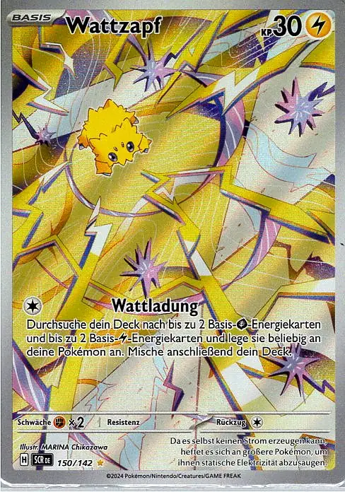 Wattzapf (SCR 150) – Pokémon Illustration Karte aus Stellarkrone in Deutsch