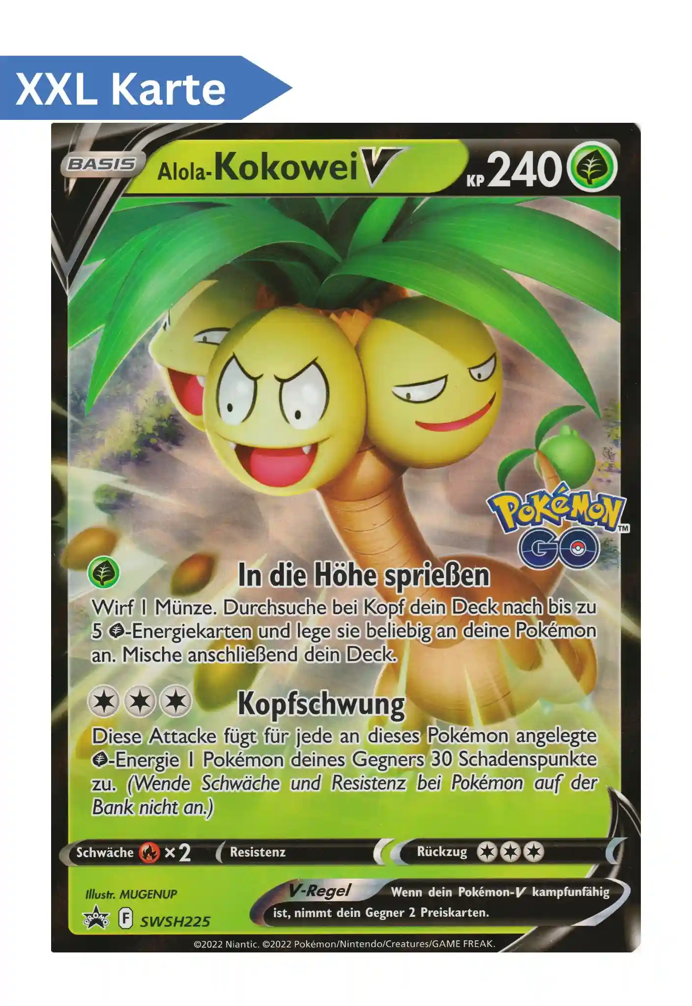 Alola-Kokowei V (SWSH225) – XXL Pokemon Promo Karte in Deutsch