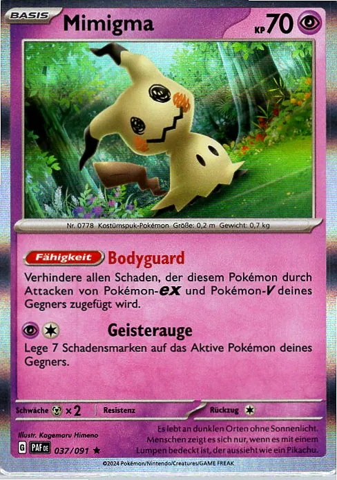 Mimigma (PAF 037) – Pokemon Holo Karte aus Paldeas Schicksale Deutsch