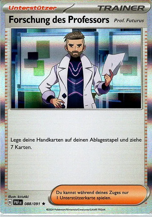 Forschung des Professors (PAF 088) – Pokemon Holo Karte aus Paldeas Schicksale Deutsch