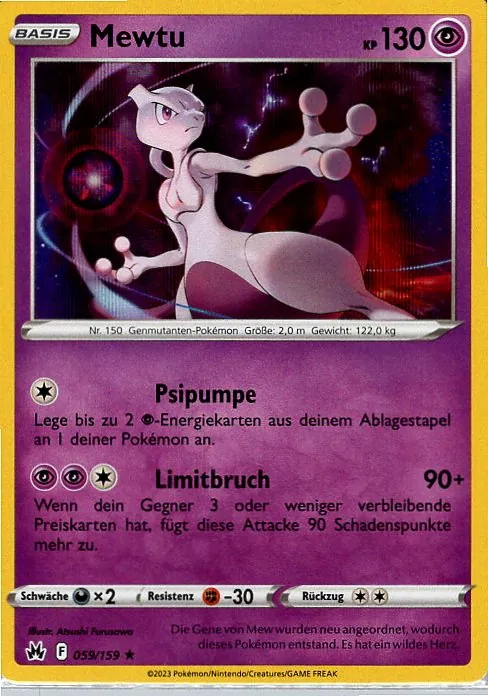 Mewtu (CRZ 059) – Pokemon Holo Karte aus Zenit der Könige Deutsch