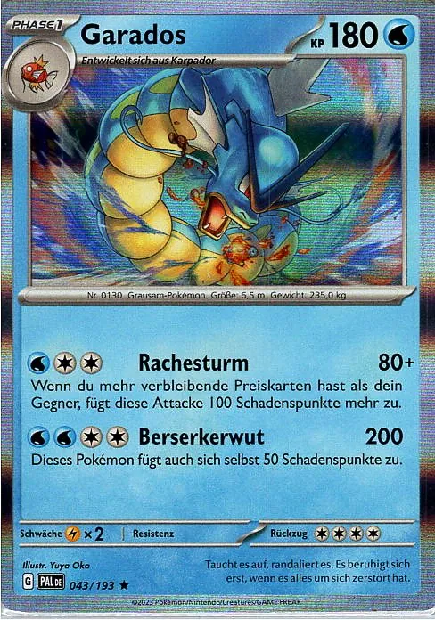 Garados (PAL 043) – Pokemon Holo Karte aus Entwicklungen in Paldea Deutsch