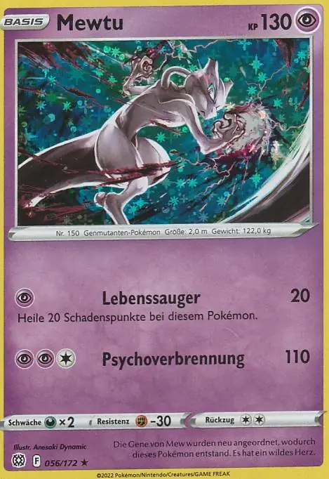 Pokemon Karte Mewtu aus dem Set Strahlende Sterne