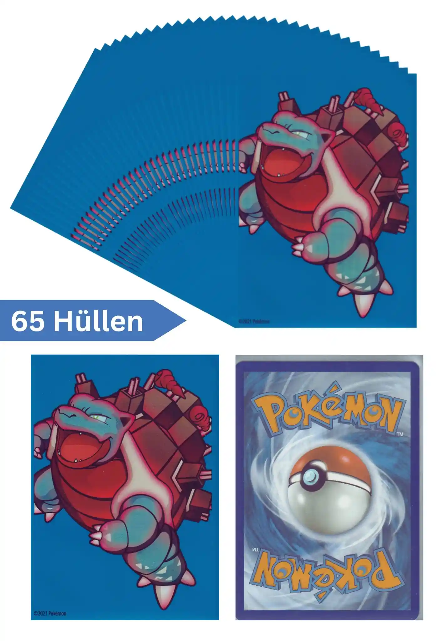 Pokemon Karten Schutzhüllen 65 Stück (Turtok Gigadynamax)