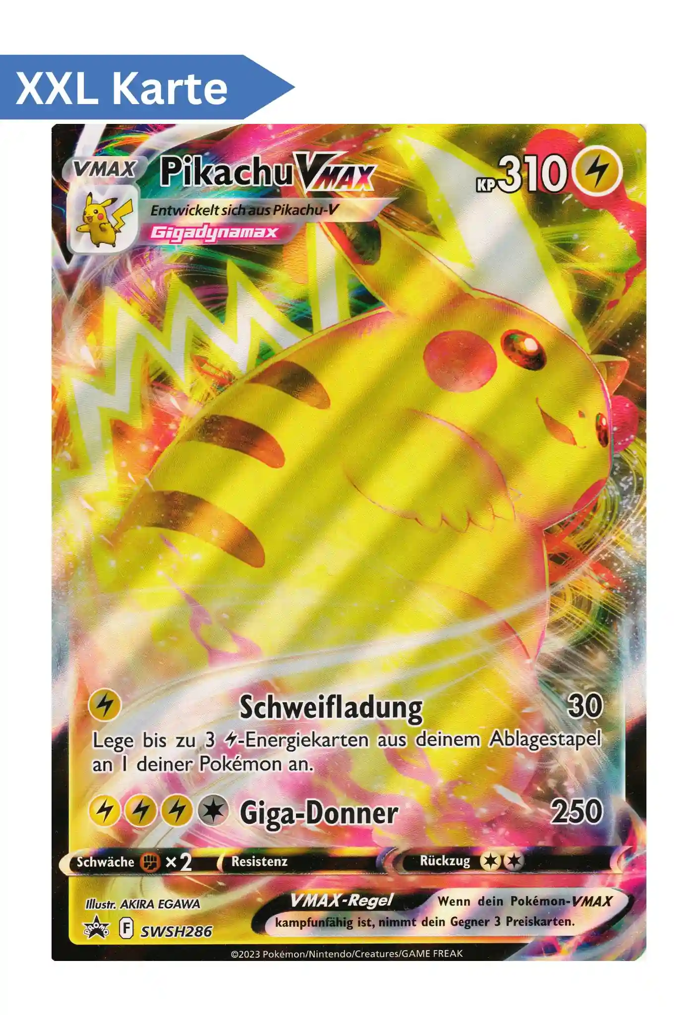 Pikachu VMAX (SWSH 286) – XXL Pokemon Promo Karte in Deutsch