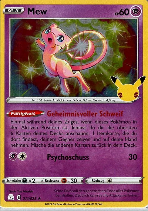 Mew (CEL 011) – Pokemon Holo Karte aus Celebrations Deutsch