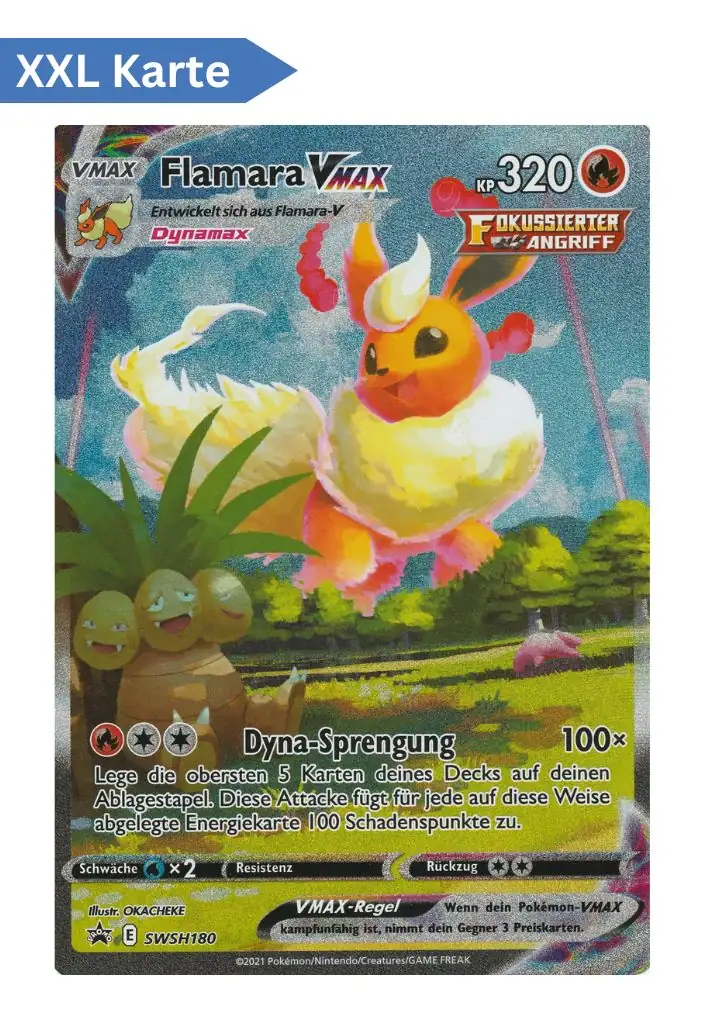 Flamara VMAX (SWSH 180 XXL) – XXL Pokémon Jumbo Karte in Deutsch