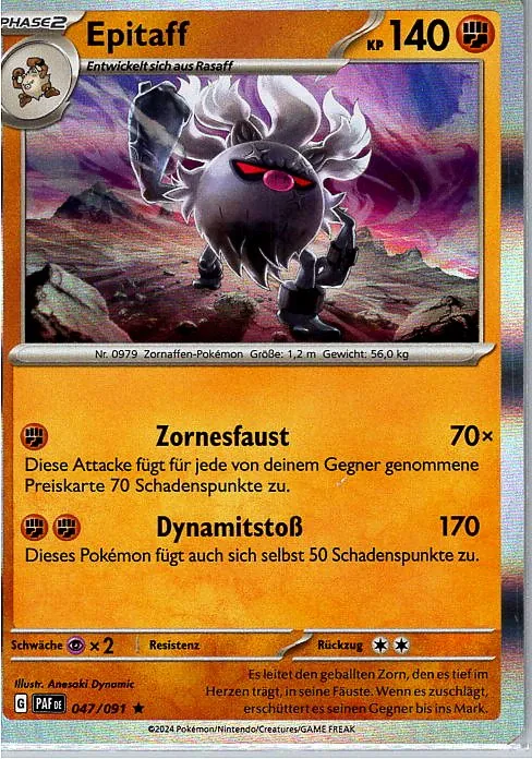 Epitaff (PAF 047) – Pokemon Holo Karte aus Paldeas Schicksale Deutsch