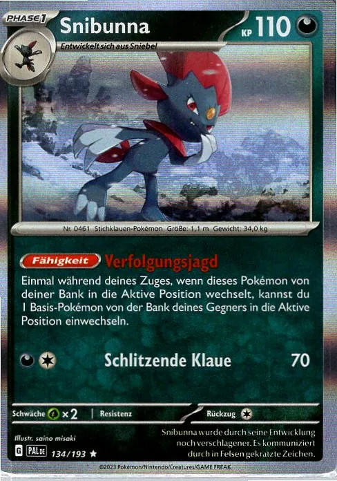 Snibunna (PAL 134) – Pokemon Holo Karte aus Entwicklungen in Paldea Deutsch