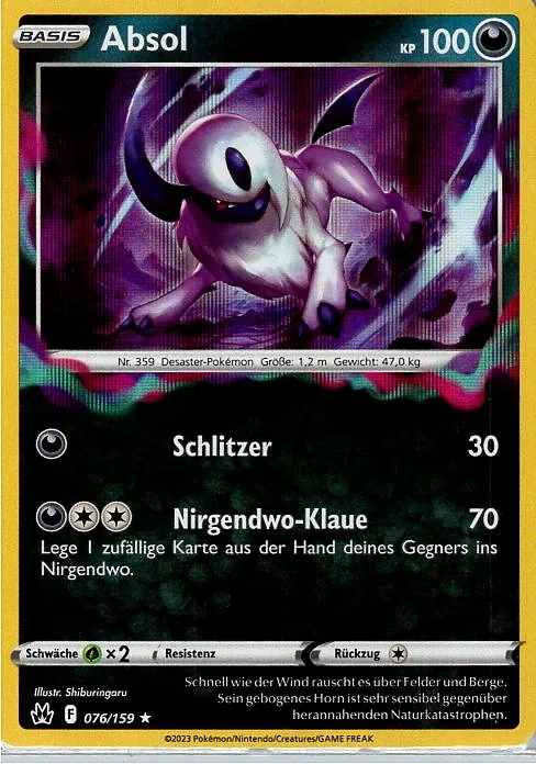 Absol (CRZ 076) – Pokemon Holo Karte aus Zenit der Könige Deutsch