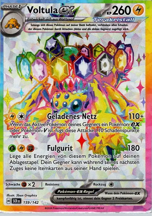 Voltula EX (SCR 159) – Pokémon Full Art Karte aus Stellarkrone in Deutsch