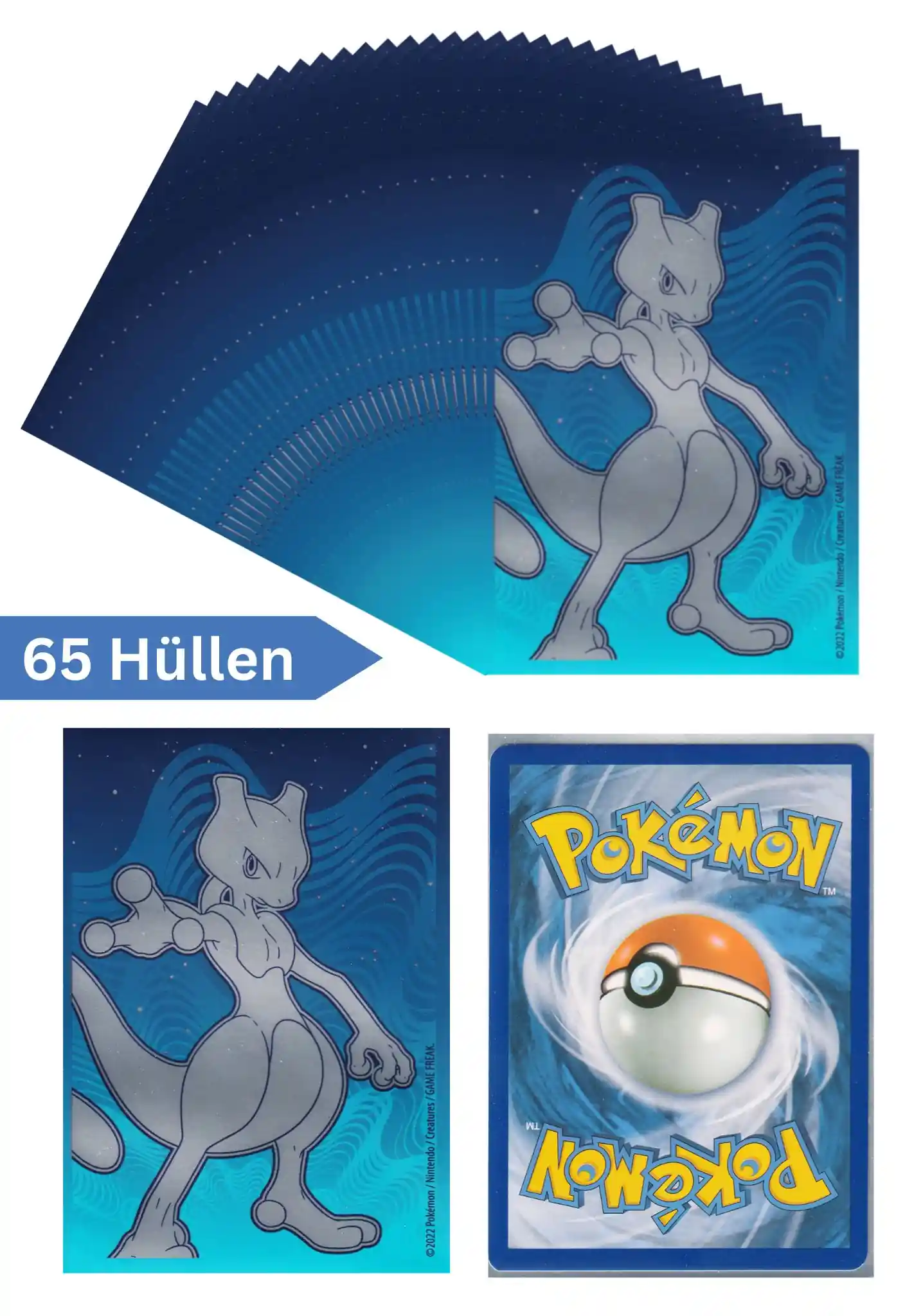 Pokemon Karten Schutzhüllen 65 Stück (Top Trainer Box Pokemon Go Mewtu)