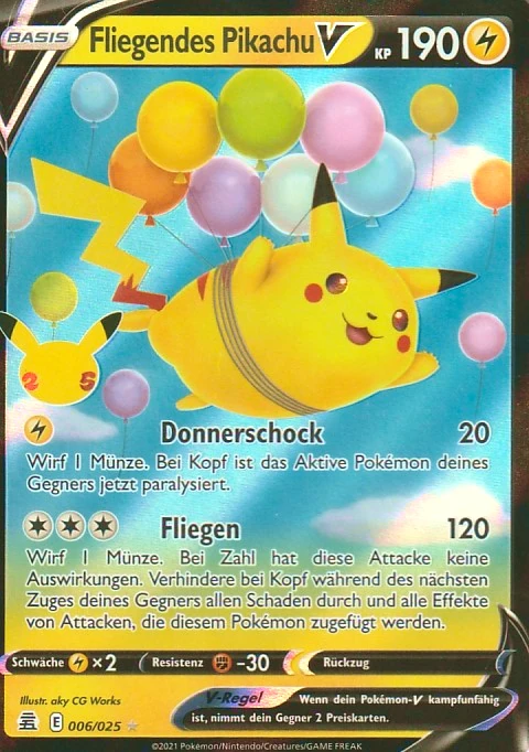 pokemon karte fliegendes pikachu v