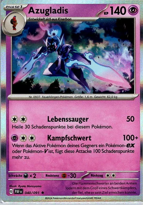 Azugladis (PAF 040) – Pokemon Holo Karte aus Paldeas Schicksale Deutsch