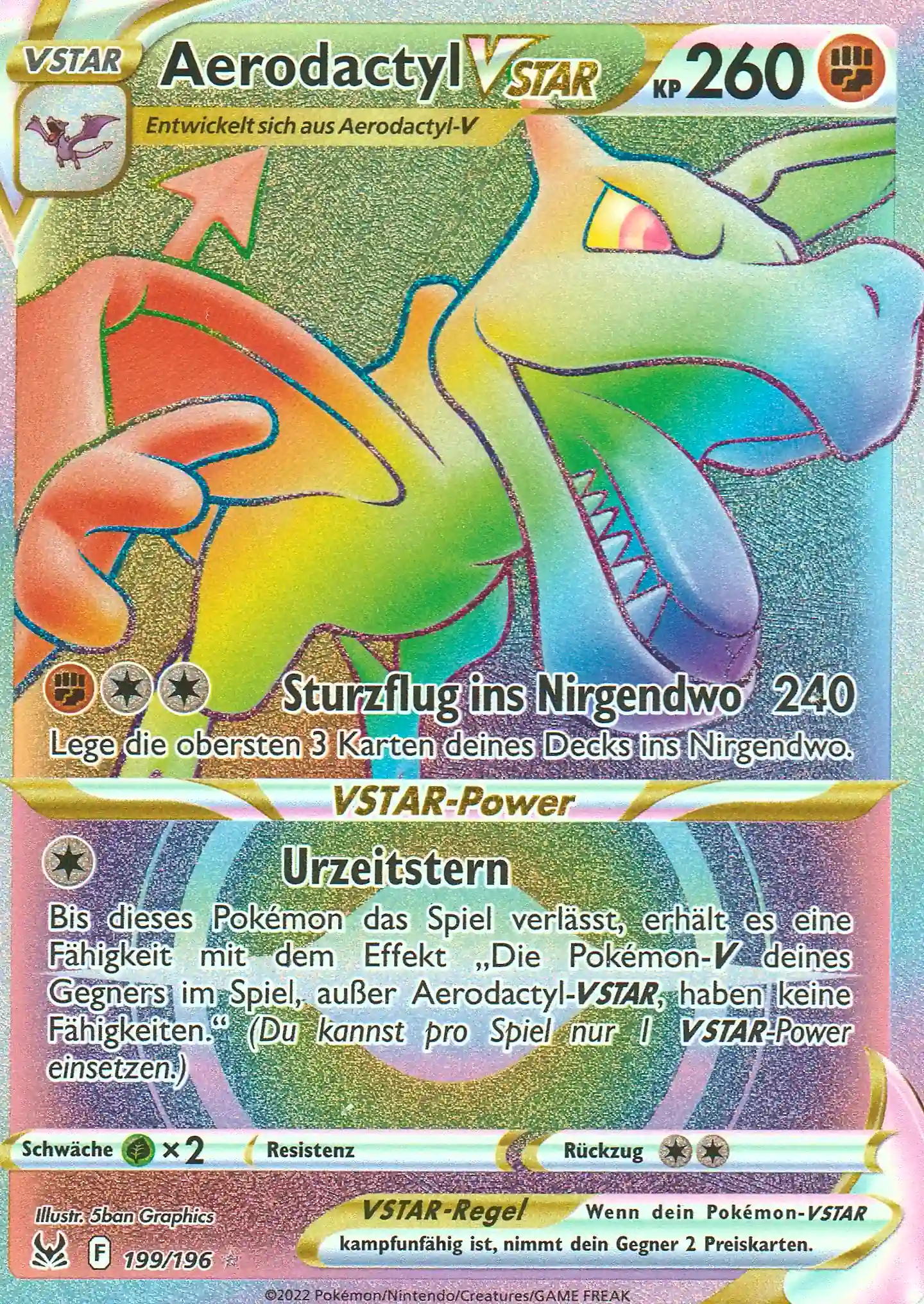 Aerodactyl VSTAR (LOR 199) – Rainbow Karte aus Verlorener Ursprung Deutsch