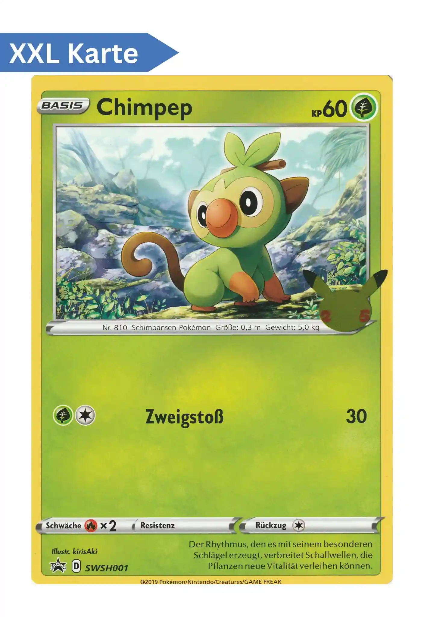 Chimpep (SWSH 001) – XXL Pokemon Promo Karte in Deutsch