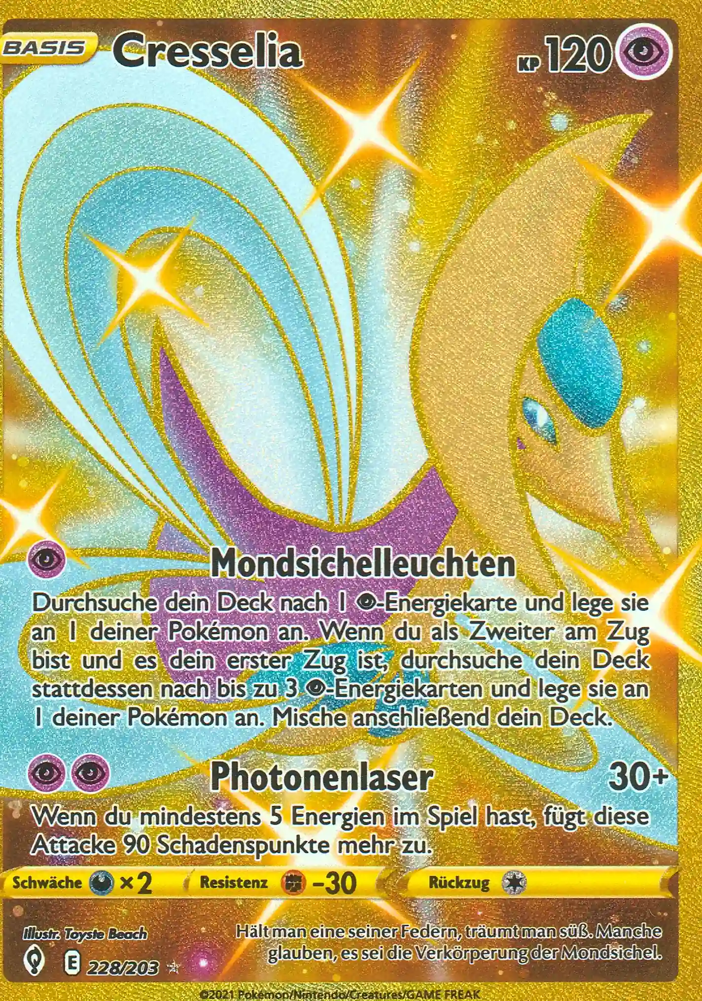 Cresselia (EVS 228) – Shiny Gold Karte aus Drachenwandel Deutsch