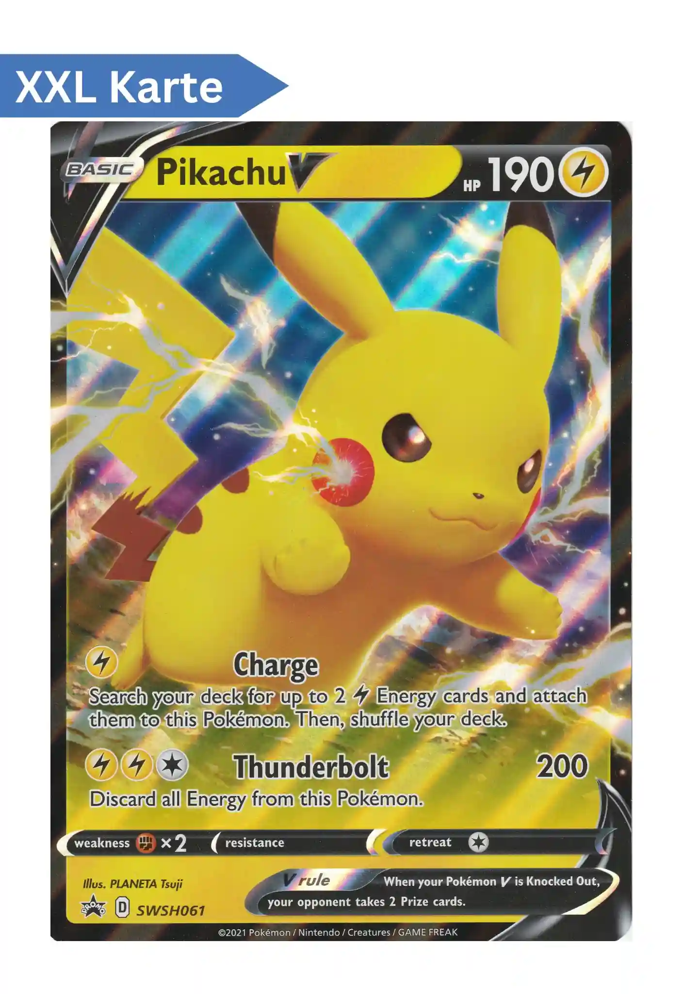 Pikachu V (SWSH 061) – XXL Pokemon Promo Karte in Englisch