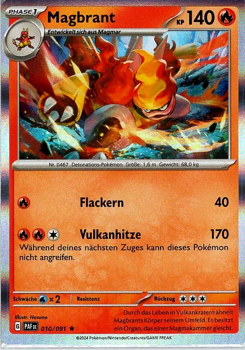 Magbrant (PAF 010) – Pokemon Holo Karte aus Paldeas Schicksale Deutsch	