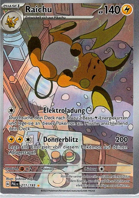 Raichu (PAL 211) – Pokemon Illustration Karte aus Entwicklungen in Paldea Deutsch