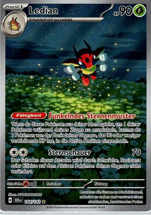 Ledian (SCR 144) – Pokémon Illustration Karte aus Stellarkrone in Deutsch