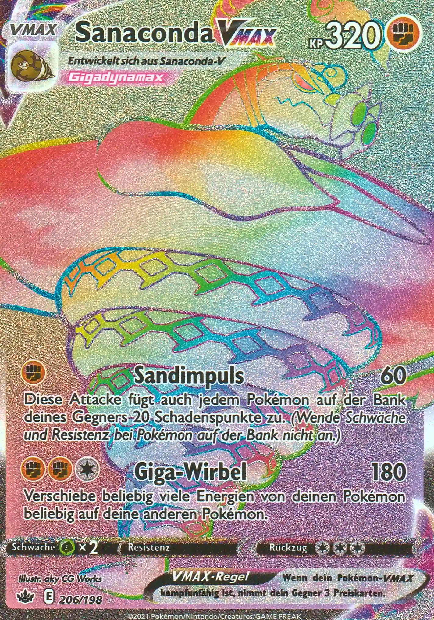 Sanaconda VMAX (CRE 206) – Rainbow Karte aus Schaurige Herrschaft Deutsch