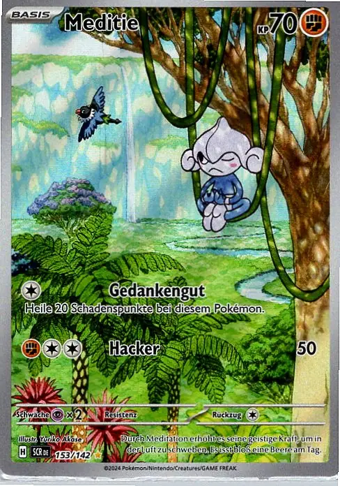 Meditie (SCR 153) – Pokémon Illustration Karte aus Stellarkrone in Deutsch