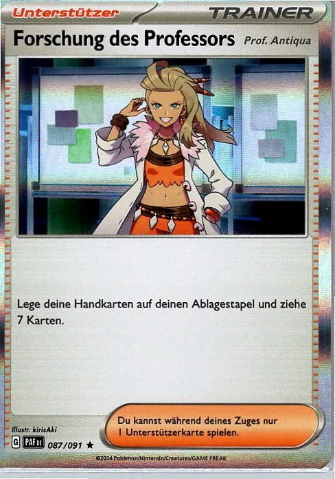 Forschung des Professors (PAF 087) – Pokemon Holo Karte aus Paldeas Schicksale Deutsch